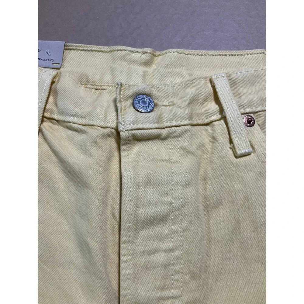 Levis 501 Women's Button Fly Raw Hem Yellow High Rise Denim Jean Shorts Size 32